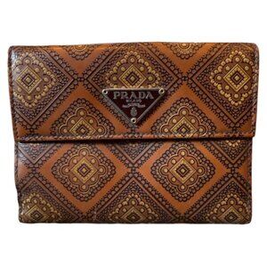 Authentic Prada Embossed Leather Compact Wallet